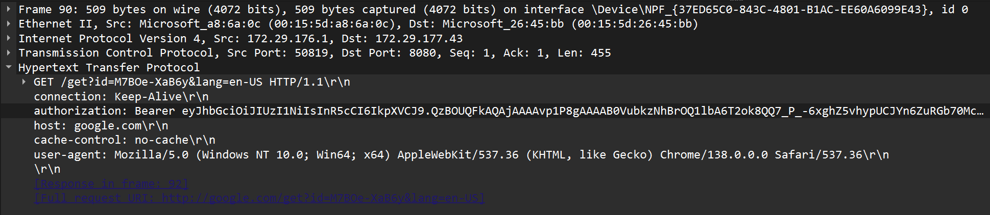 Heartbeat in Authorization Header